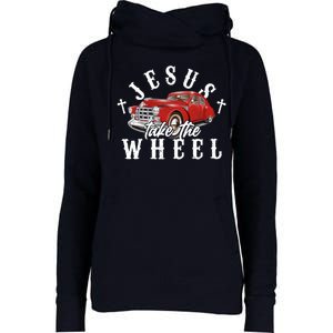 Funny Jesus Take The Wheel Classic Hot Rod Car Womens Funnel Neck Pullover Hood