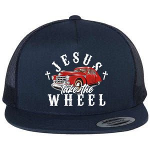 Funny Jesus Take The Wheel Classic Hot Rod Car Flat Bill Trucker Hat