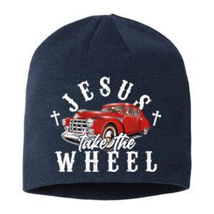 Funny Jesus Take The Wheel Classic Hot Rod Car Sustainable Beanie