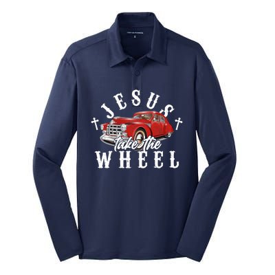 Funny Jesus Take The Wheel Classic Hot Rod Car Silk Touch Performance Long Sleeve Polo