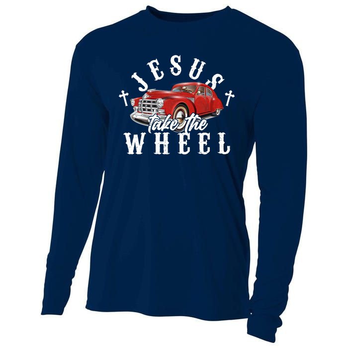 Funny Jesus Take The Wheel Classic Hot Rod Car Cooling Performance Long Sleeve Crew