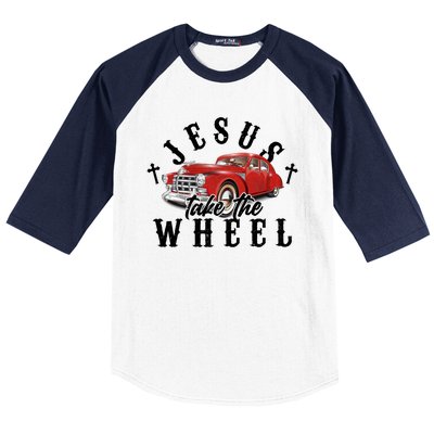 Funny Jesus Take The Wheel Classic Hot Rod Car Baseball Sleeve Shirt