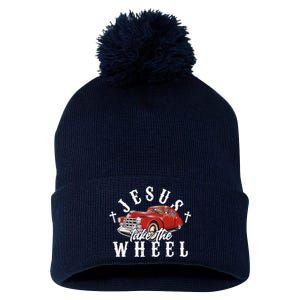 Funny Jesus Take The Wheel Classic Hot Rod Car Pom Pom 12in Knit Beanie