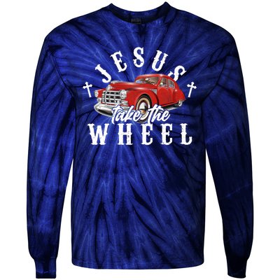 Funny Jesus Take The Wheel Classic Hot Rod Car Tie-Dye Long Sleeve Shirt