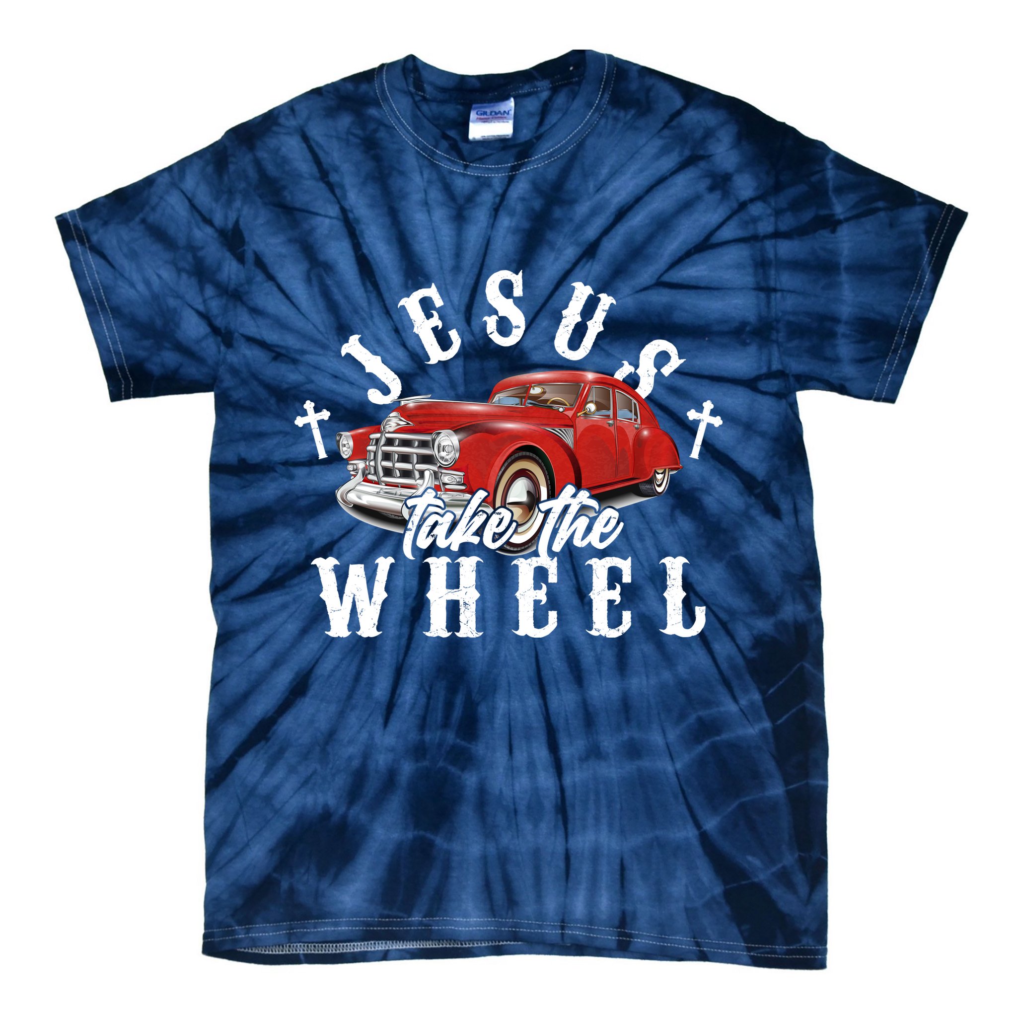Funny Jesus Take The Wheel Classic Hot Rod Car Tie-Dye T-Shirt
