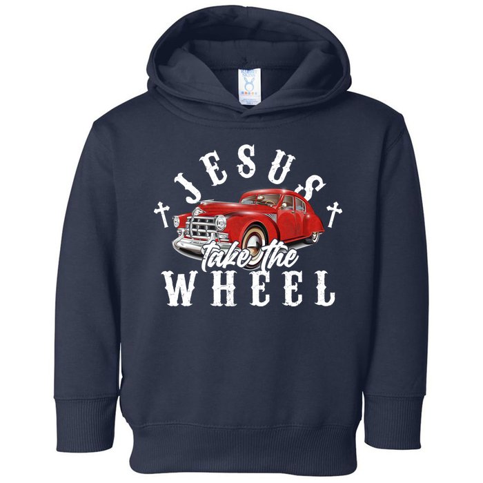 Funny Jesus Take The Wheel Classic Hot Rod Car Toddler Hoodie