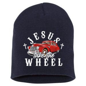 Funny Jesus Take The Wheel Classic Hot Rod Car Short Acrylic Beanie