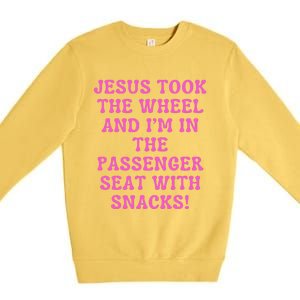 Faith Jesus Took The Wheel Christian Humor Premium Crewneck Sweatshirt