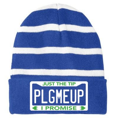 Funny Just The Tip Car Green Energy Earth Day Save Planet Gift Striped Beanie with Solid Band