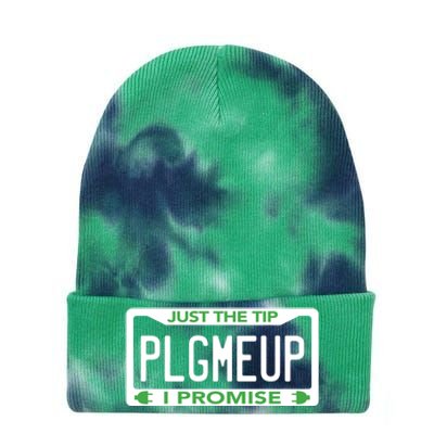 Funny Just The Tip Car Green Energy Earth Day Save Planet Gift Tie Dye 12in Knit Beanie