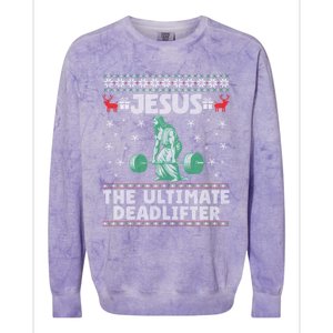 Funny Jesus The Ultimate Deadlifter Ugly Christmas Sweater Sweatshirt Colorblast Crewneck Sweatshirt