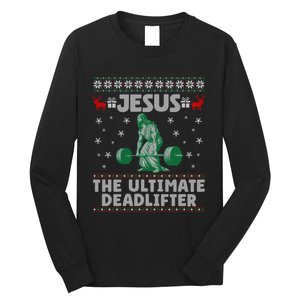 Funny Jesus The Ultimate Deadlifter Ugly Christmas Sweater Sweatshirt Long Sleeve Shirt