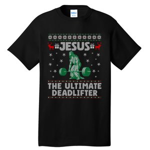 Funny Jesus The Ultimate Deadlifter Ugly Christmas Sweater Sweatshirt Tall T-Shirt