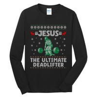 Funny Jesus The Ultimate Deadlifter Ugly Christmas Sweater Sweatshirt Tall Long Sleeve T-Shirt