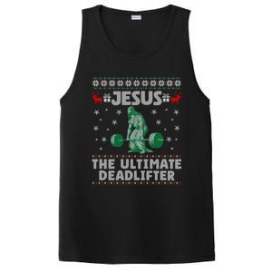 Funny Jesus The Ultimate Deadlifter Ugly Christmas Sweater Sweatshirt PosiCharge Competitor Tank