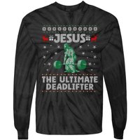 Funny Jesus The Ultimate Deadlifter Ugly Christmas Sweater Sweatshirt Tie-Dye Long Sleeve Shirt