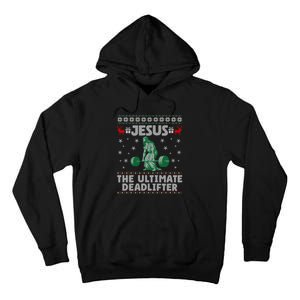 Funny Jesus The Ultimate Deadlifter Ugly Christmas Sweater Sweatshirt Tall Hoodie