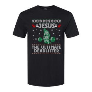 Funny Jesus The Ultimate Deadlifter Ugly Christmas Sweater Sweatshirt Softstyle CVC T-Shirt