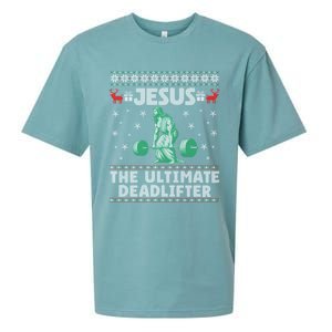 Funny Jesus The Ultimate Deadlifter Ugly Christmas Sweater Sweatshirt Sueded Cloud Jersey T-Shirt