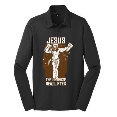 Funny Jesus The Ultimate Deadlifter Deadlift Afterlife Meaningful Gift Silk Touch Performance Long Sleeve Polo