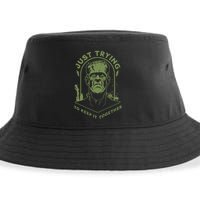 Frankenste!in Just Trying To Keep It Together Halloween Sustainable Bucket Hat