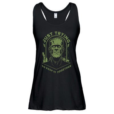 Frankenste!in Just Trying To Keep It Together Halloween Ladies Essential Flowy Tank