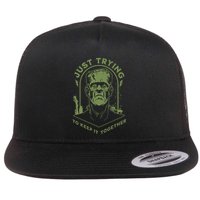 Frankenste!in Just Trying To Keep It Together Halloween Flatbill Hat