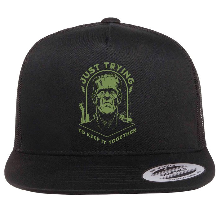 Frankenste!in Just Trying To Keep It Together Halloween Flatbill Hat