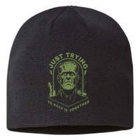 Frankenste!in Just Trying To Keep It Together Halloween Sustainable Beanie