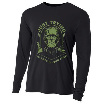 Frankenste!in Just Trying To Keep It Together Halloween Cooling Performance Long Sleeve Crew