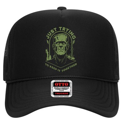Frankenste!in Just Trying To Keep It Together Halloween Trucker Hat