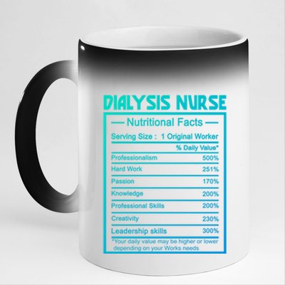 Funny Job Title Worker Nutrition Facts Dialysis Nurse Gift 11oz Black Color Changing Mug