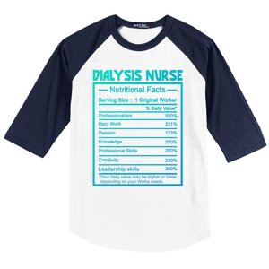 Funny Job Title Worker Nutrition Facts Dialysis Nurse Gift Baseball Sleeve Shirt