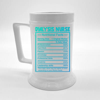 Funny Job Title Worker Nutrition Facts Dialysis Nurse Gift Beer Stein