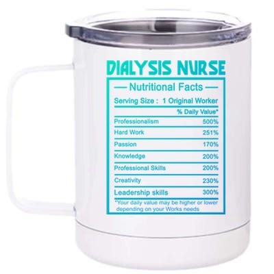 Funny Job Title Worker Nutrition Facts Dialysis Nurse Gift 12 oz Stainless Steel Tumbler Cup