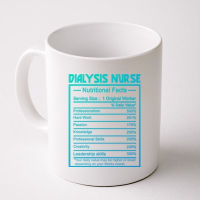 Funny Job Title Worker Nutrition Facts Dialysis Nurse Gift Coffee Mug