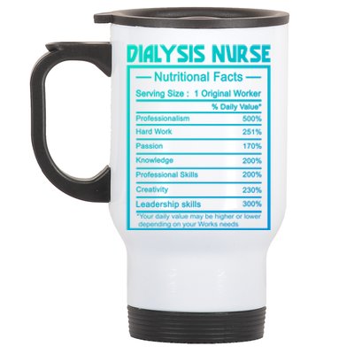 Funny Job Title Worker Nutrition Facts Dialysis Nurse Gift Stainless Steel Travel Mug