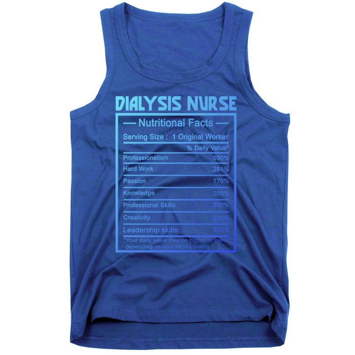 Funny Job Title Worker Nutrition Facts Dialysis Nurse Gift Tank Top