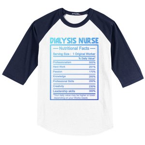 Funny Job Title Worker Nutrition Facts Dialysis Nurse Gift Baseball Sleeve Shirt