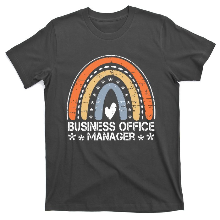 Funny Job Title Vintage Rainbow Business Office Manager T-Shirt