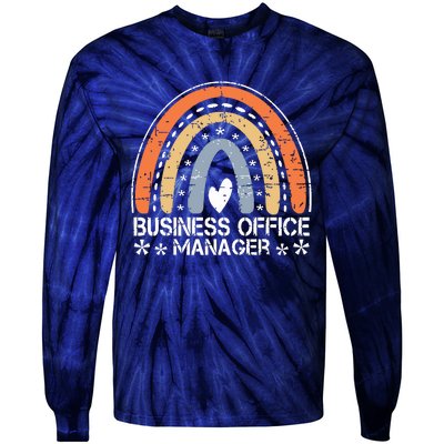 Funny Job Title Vintage Rainbow Business Office Manager Tie-Dye Long Sleeve Shirt