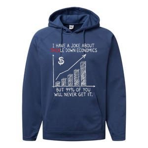 Funny Joke Trickle Down Economics Is A Trick Performance Fleece Hoodie