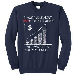 Funny Joke Trickle Down Economics Is A Trick Sweatshirt