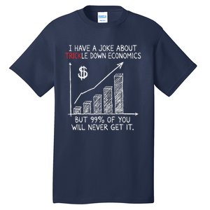 Funny Joke Trickle Down Economics Is A Trick Tall T-Shirt