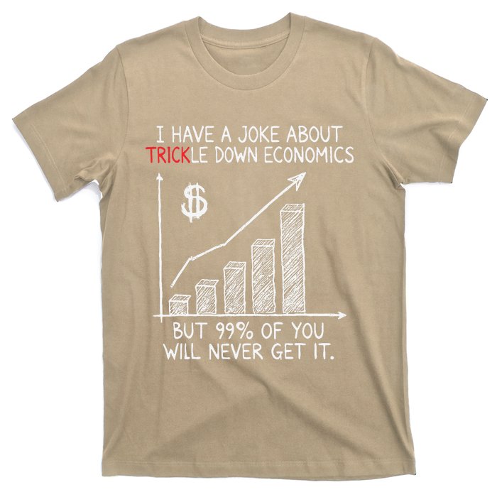 Funny Joke Trickle Down Economics Is A Trick T-Shirt