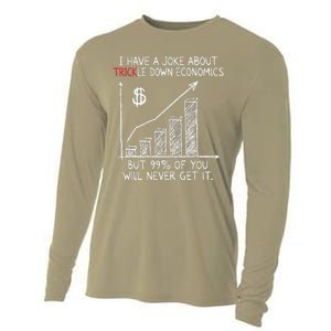 Funny Joke Trickle Down Economics Is A Trick Cooling Performance Long Sleeve Crew