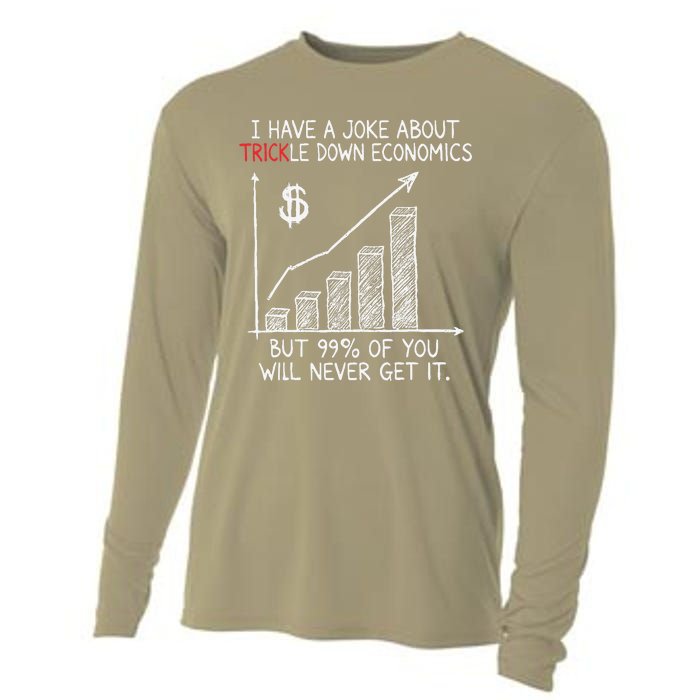 Funny Joke Trickle Down Economics Is A Trick Cooling Performance Long Sleeve Crew