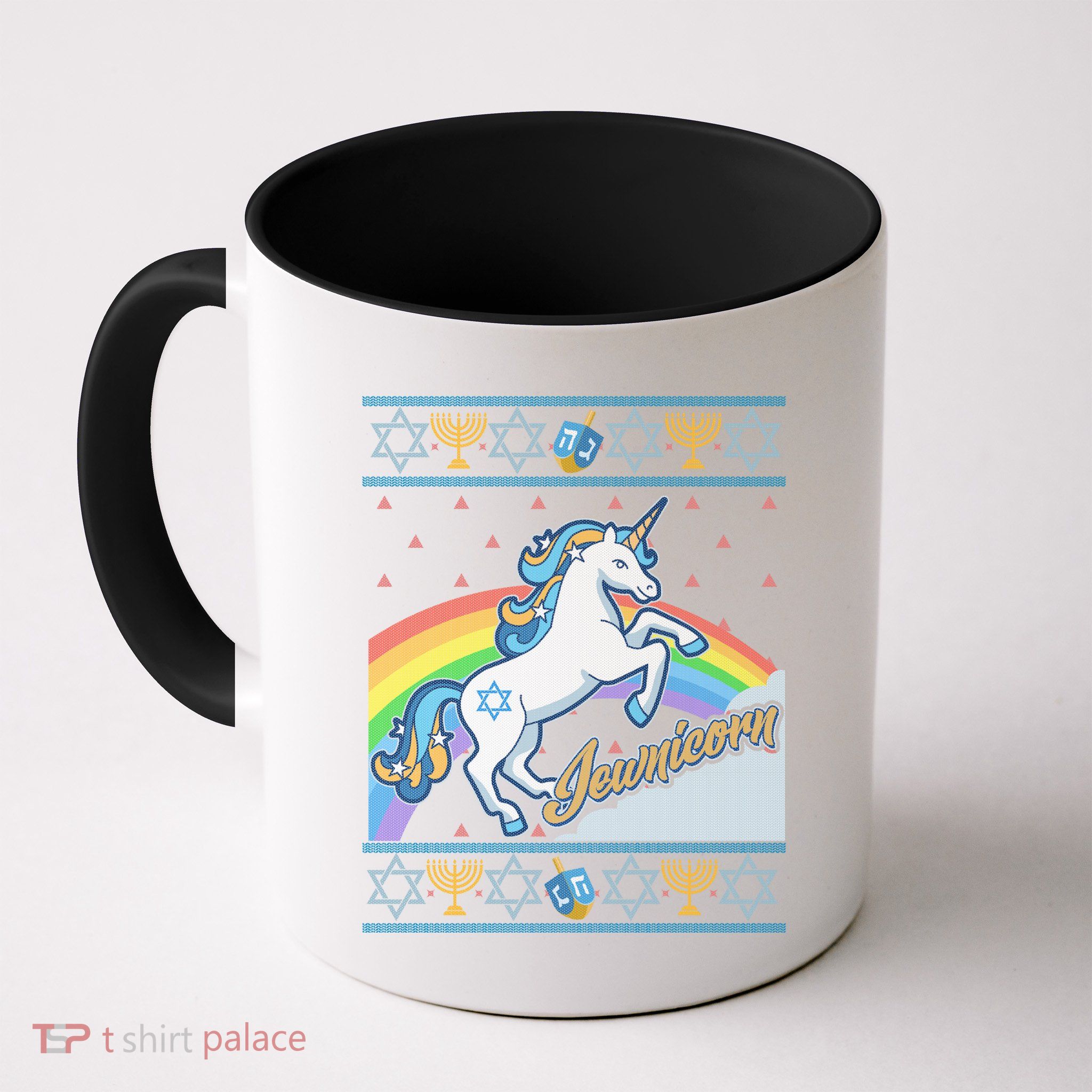 Funny Jewnicorn Unicorn Ugly Hanukkah Sweater Coffee Mug