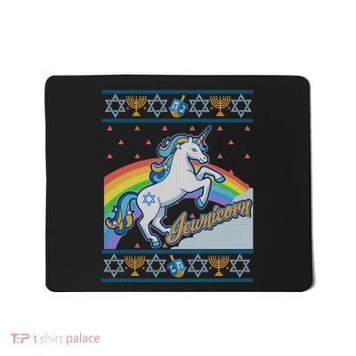 Funny Jewnicorn Unicorn Ugly Hanukkah Sweater Mousepad