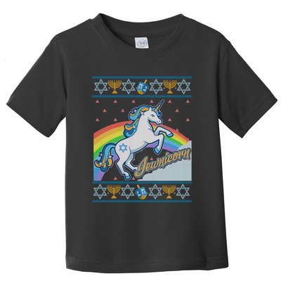 Funny Jewnicorn Unicorn Ugly Hanukkah Sweater Toddler T-Shirt